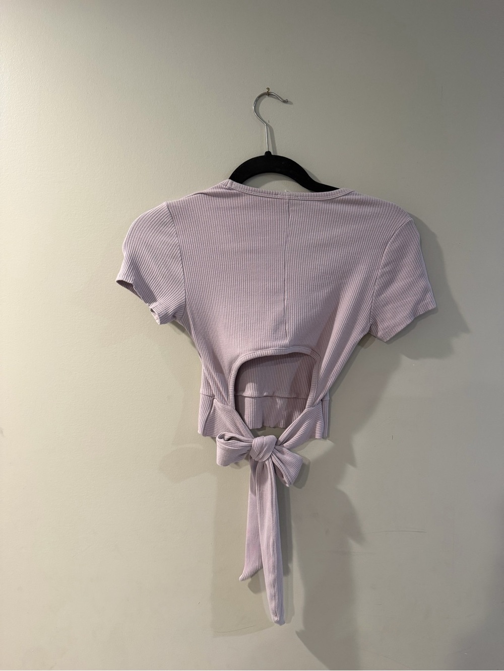 Garage Lavender Ribbed Tie-Back Crop Top - Picture 3 of 3